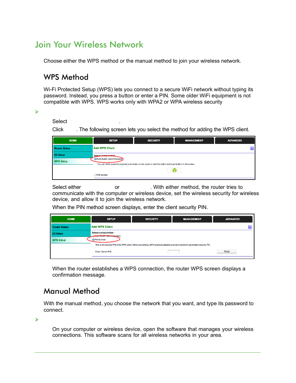 Wps method, Manual method, Join your wireless network | Wps method manual method, Assword. see, Join your, Wireless network | On Networks N150R User Manual User Manual | Page 17 / 92