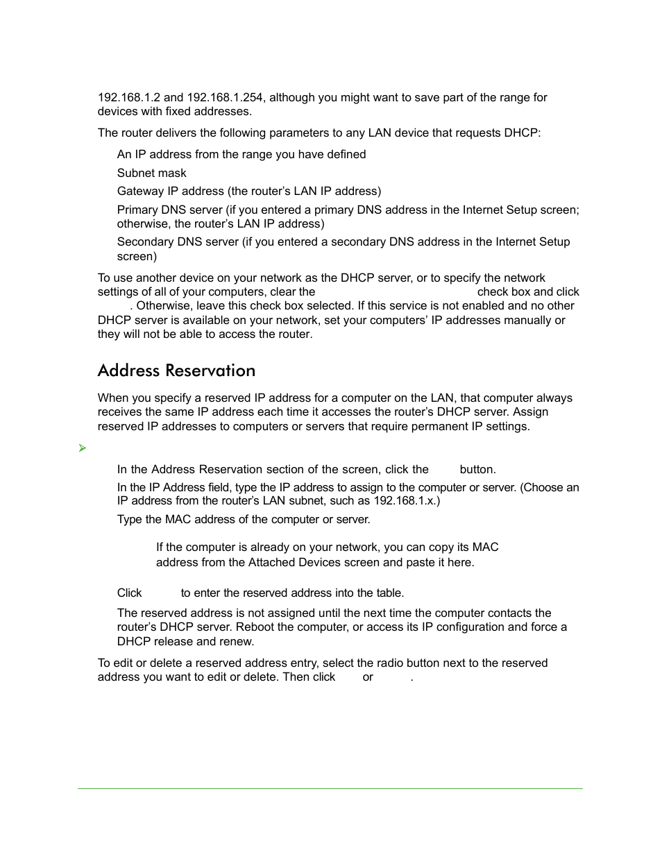 Address reservation | On Networks N150R User Manual User Manual | Page 31 / 92