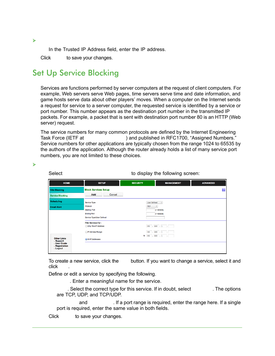 Set up service blocking | On Networks N150R User Manual User Manual | Page 39 / 92