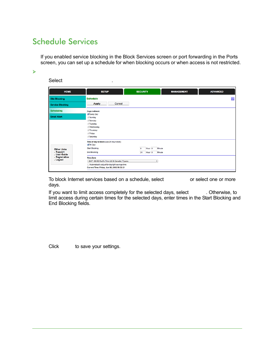 Schedule services | On Networks N150R User Manual User Manual | Page 41 / 92