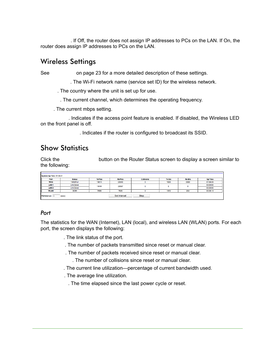 Wireless settings, Show statistics, Wireless settings show statistics | On Networks N150R User Manual User Manual | Page 58 / 92