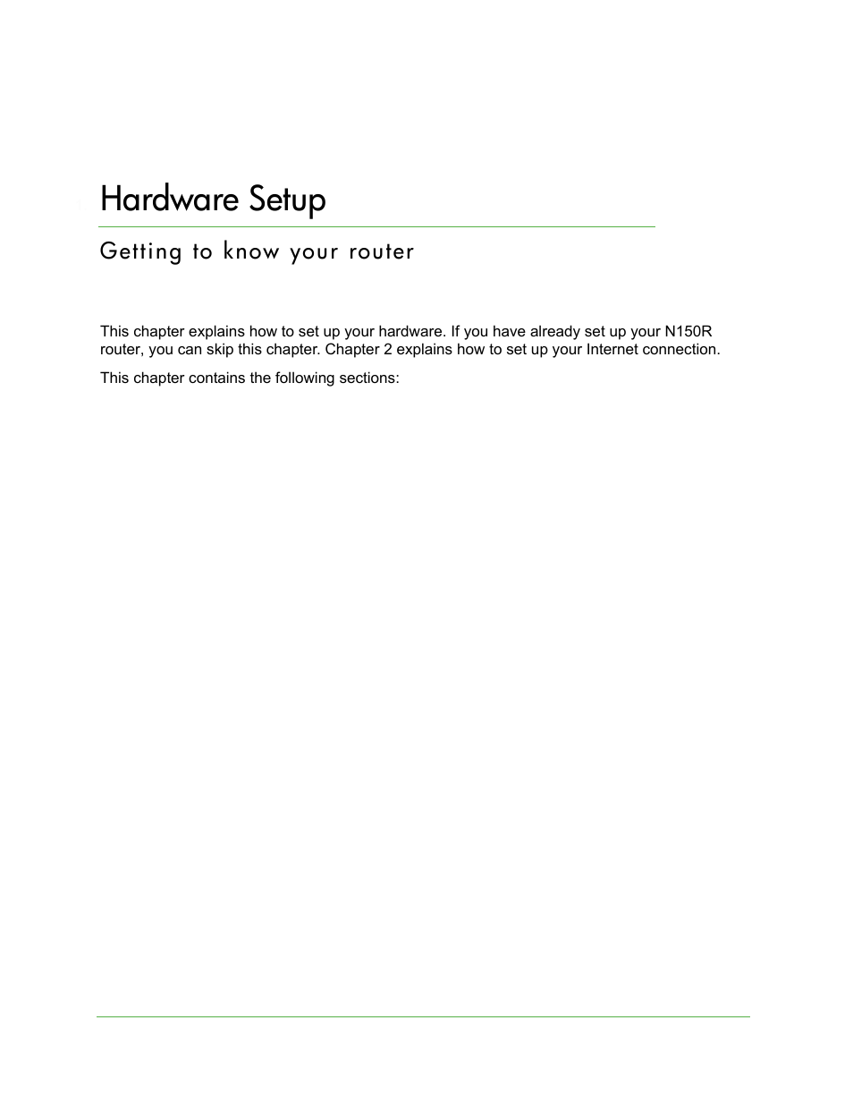 Hardware setup, Chapter 1 hardware setup | On Networks N150R User Manual User Manual | Page 6 / 92