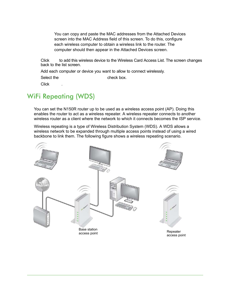Wifi repeating (wds) | On Networks N150R User Manual User Manual | Page 64 / 92