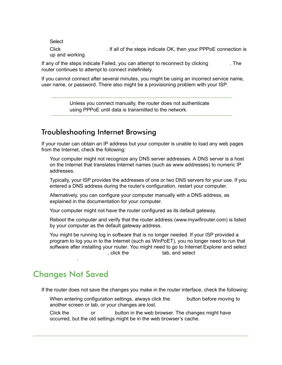 Troubleshooting internet browsing, Changes not saved | On Networks N150R User Manual User Manual | Page 78 / 92