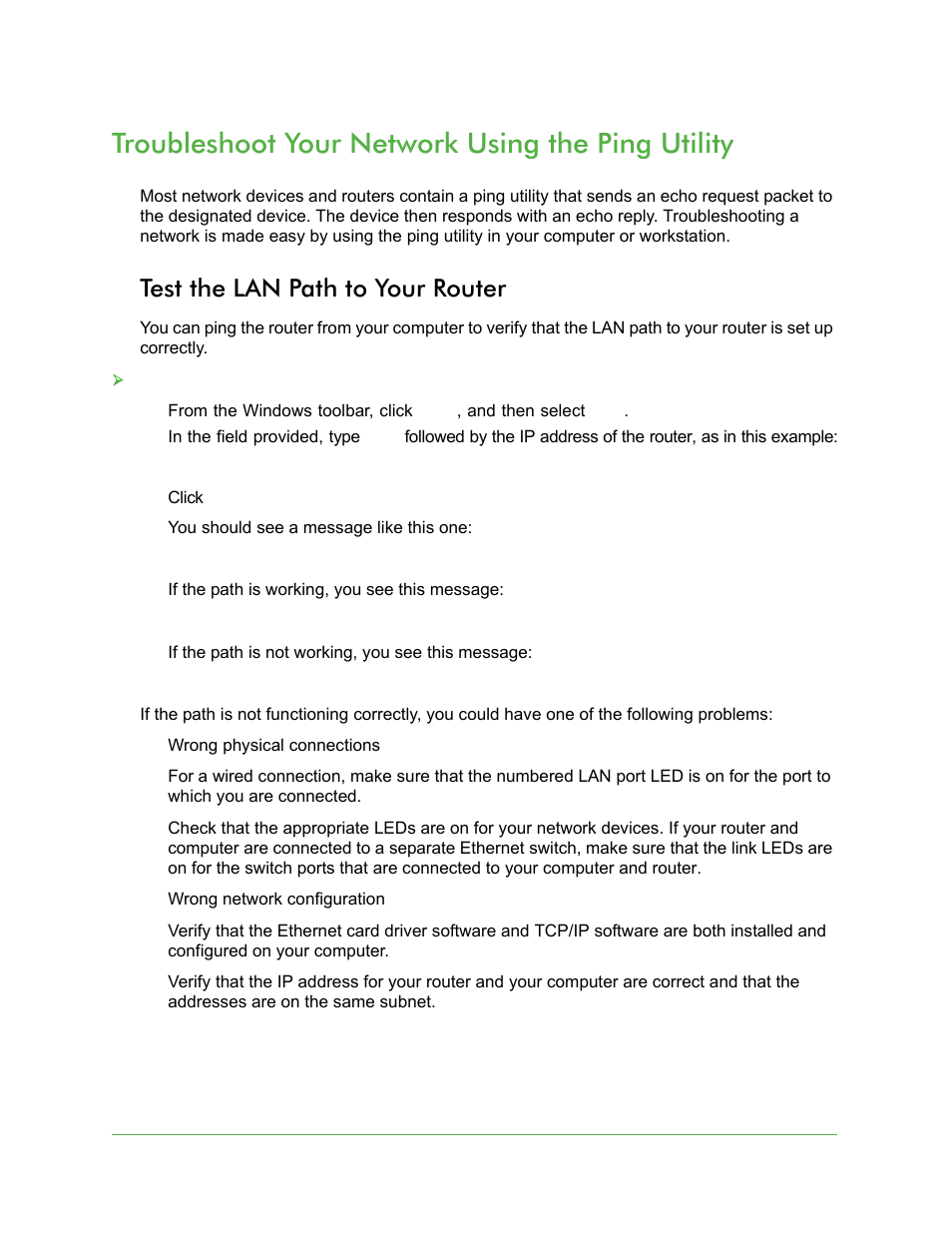 Troubleshoot your network using the ping utility, Test the lan path to your router | On Networks N150R User Manual User Manual | Page 80 / 92