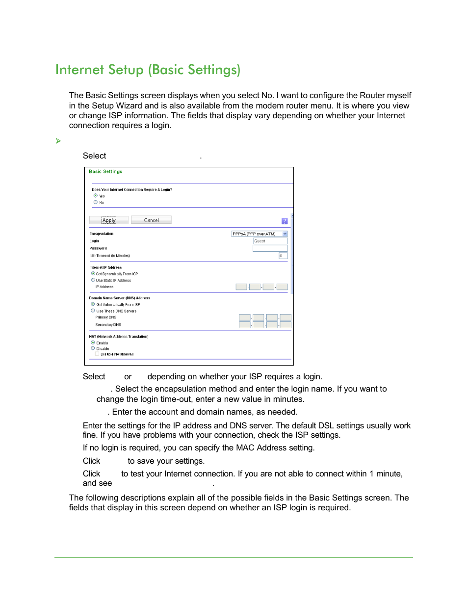 Internet setup (basic settings), Scribed in | On Networks N150RM User Manual User Manual | Page 22 / 78