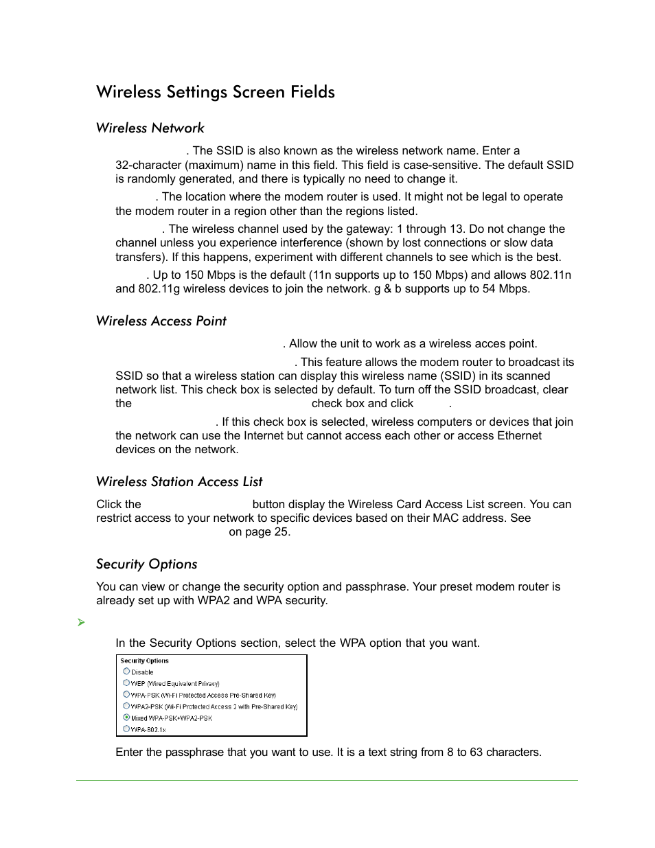 Wireless settings screen fields | On Networks N150RM User Manual User Manual | Page 27 / 78