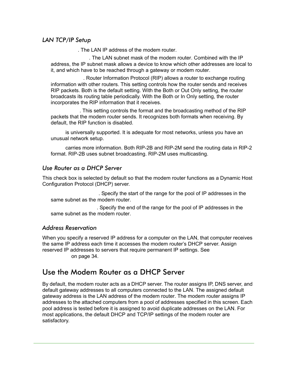 Use the modem router as a dhcp server | On Networks N150RM User Manual User Manual | Page 33 / 78