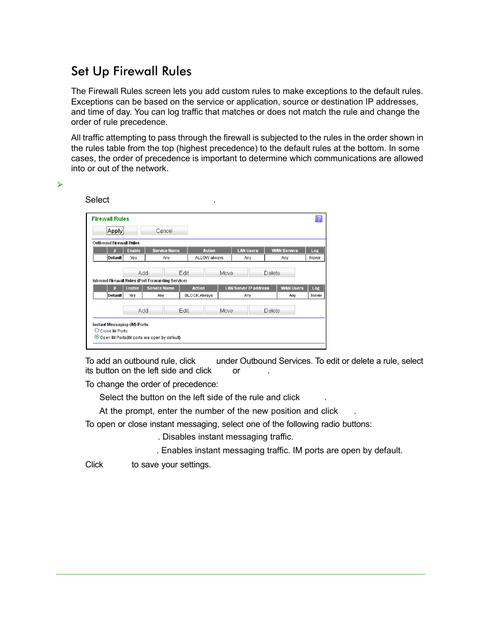 Set up firewall rules | On Networks N150RM User Manual User Manual | Page 38 / 78