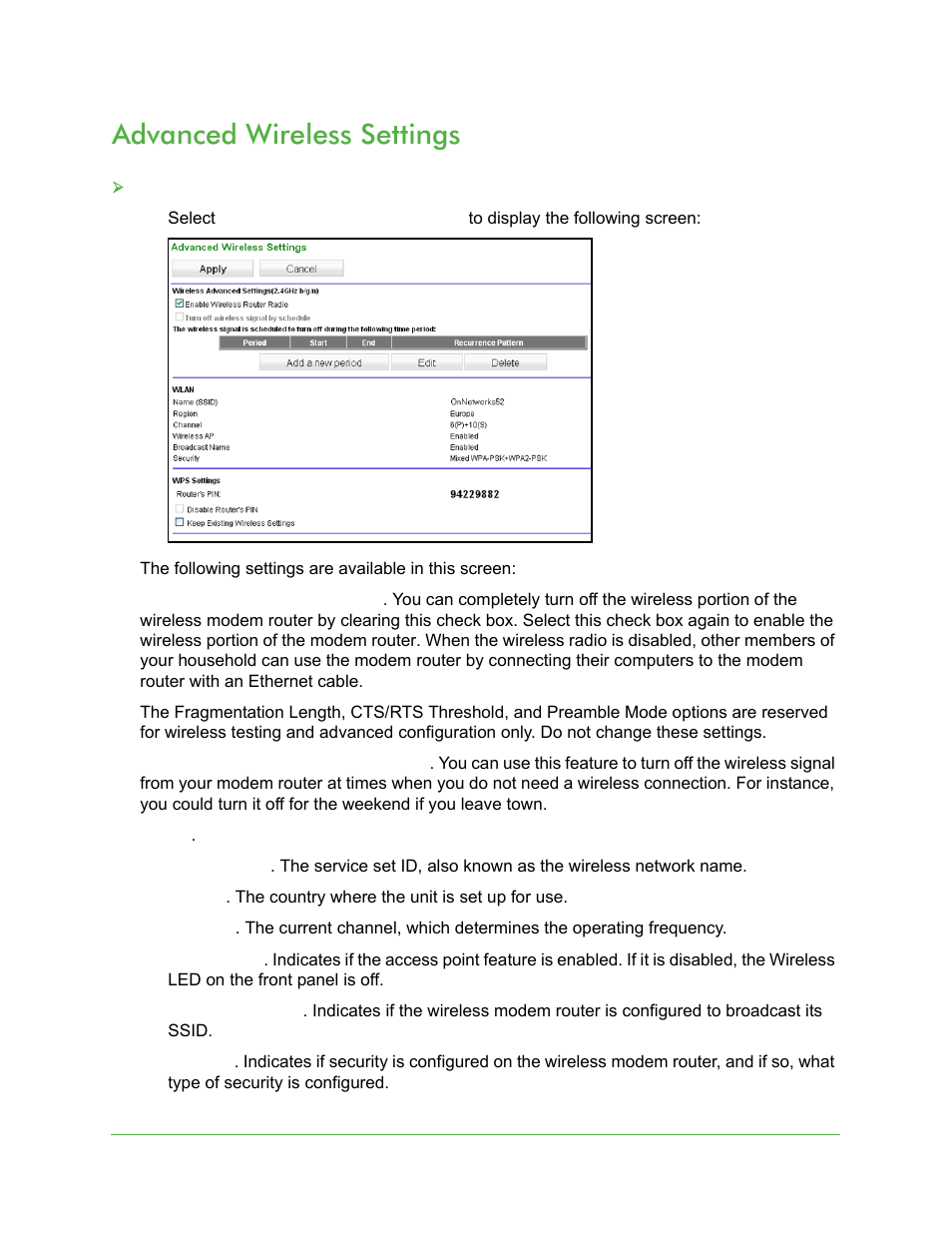 Advanced wireless settings | On Networks N150RM User Manual User Manual | Page 55 / 78