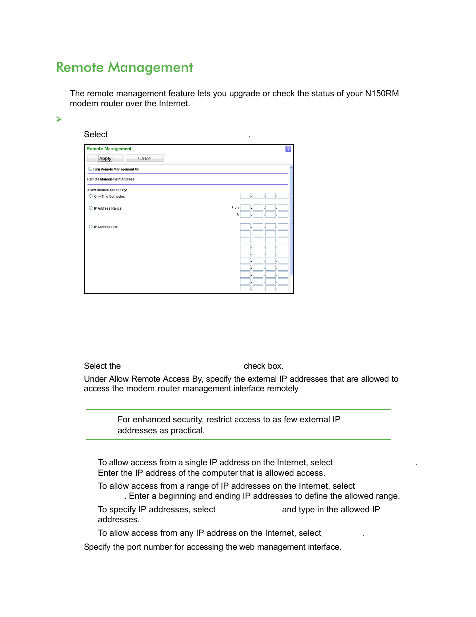 Remote management | On Networks N150RM User Manual User Manual | Page 59 / 78