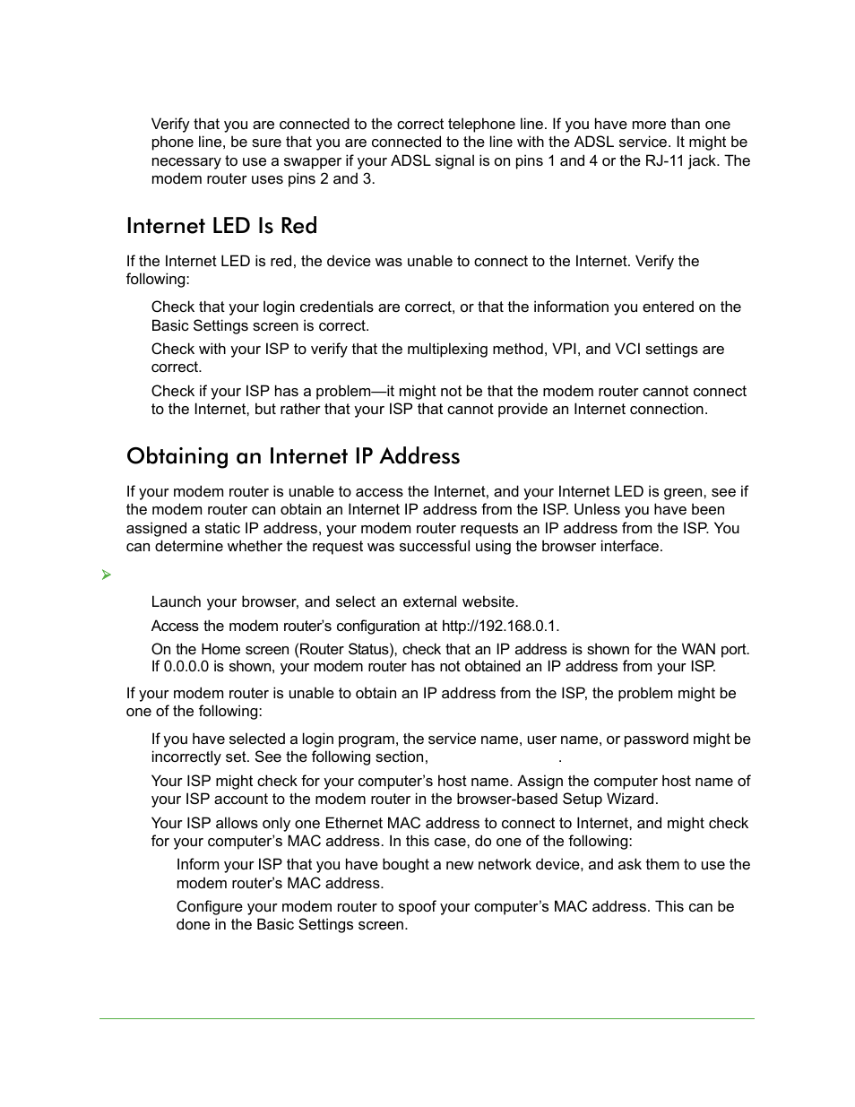 Internet led is red, Obtaining an internet ip address | On Networks N150RM User Manual User Manual | Page 66 / 78