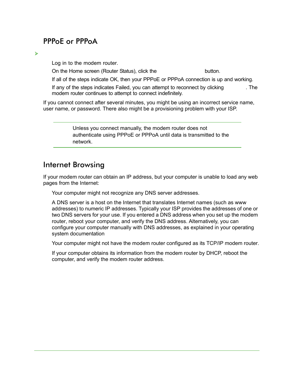 Pppoe or pppoa, Internet browsing, Pppoe or pppoa internet browsing | On Networks N150RM User Manual User Manual | Page 67 / 78