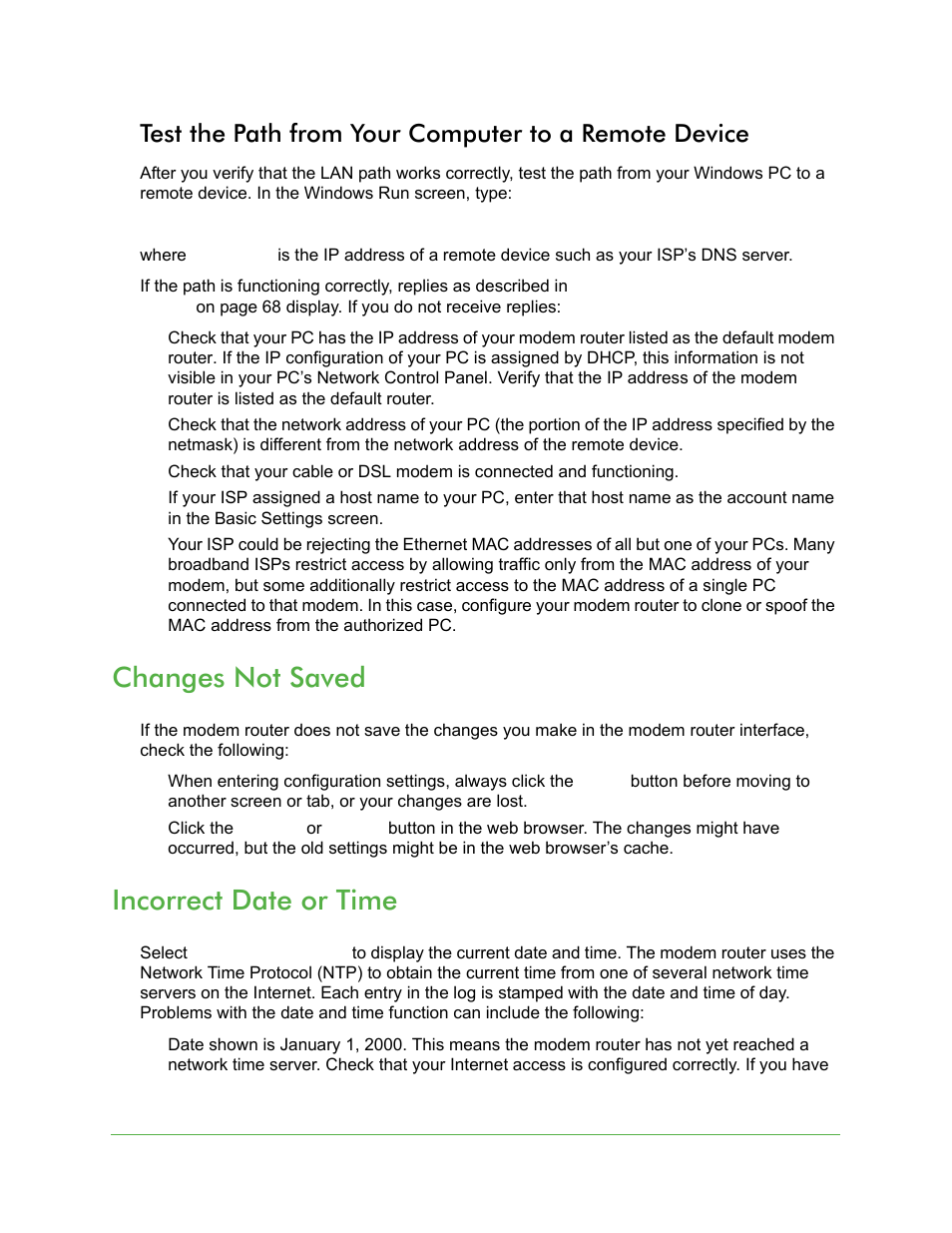 Changes not saved, Incorrect date or time, Changes not saved incorrect date or time | On Networks N150RM User Manual User Manual | Page 69 / 78