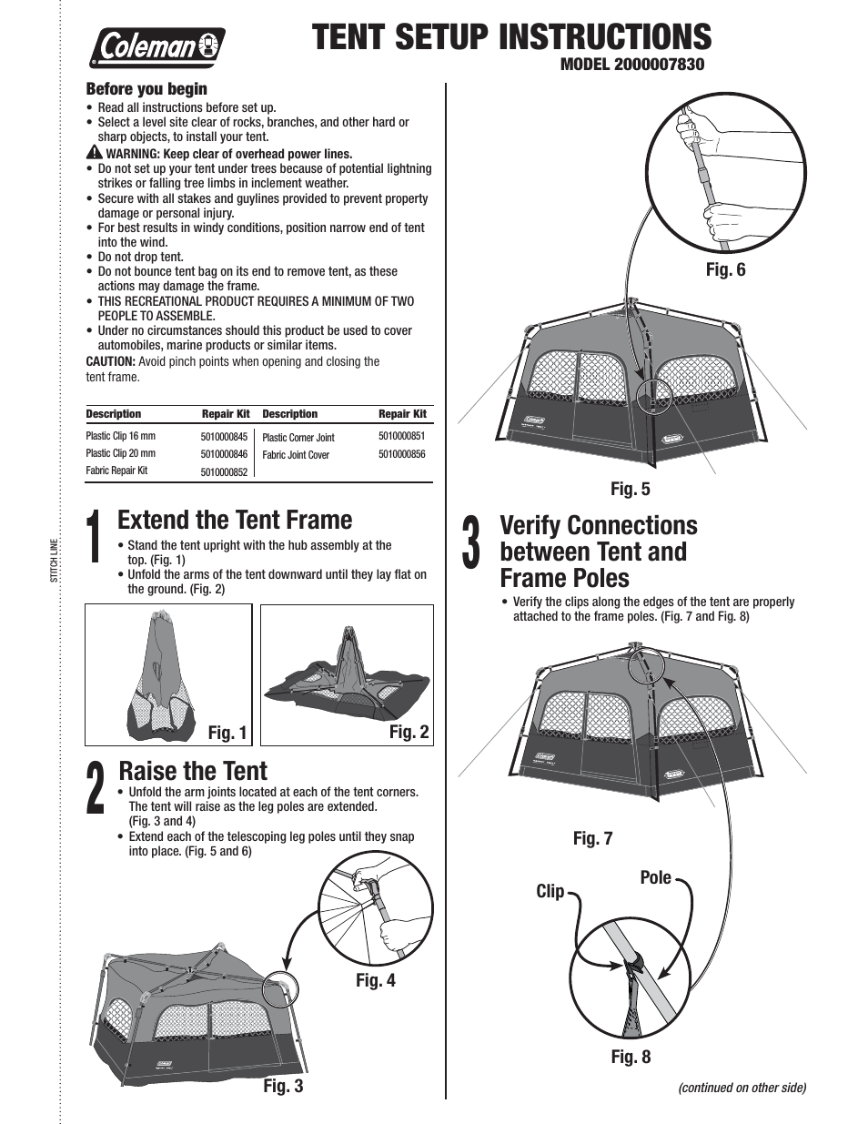 Coleman 5010000846 User Manual | 2 pages