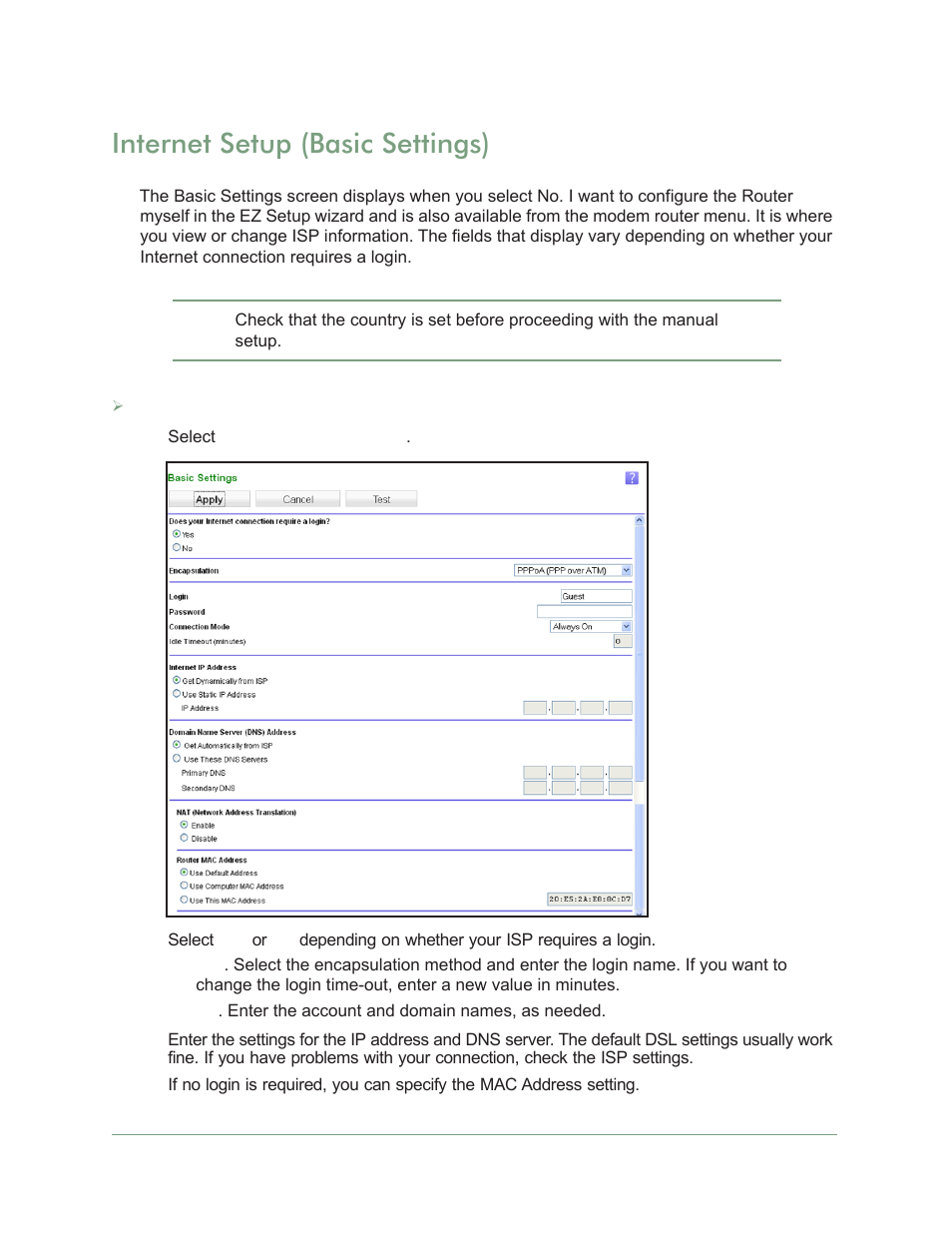 Internet setup (basic settings), Described in | On Networks N300RM User Manual User Manual | Page 26 / 109