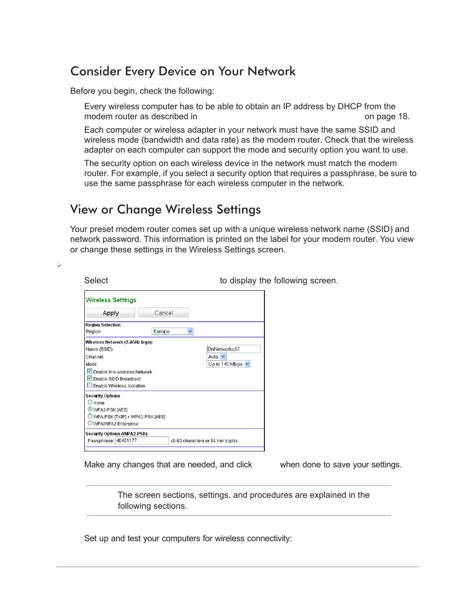 Consider every device on your network, View or change wireless settings | On Networks N300RM User Manual User Manual | Page 31 / 109