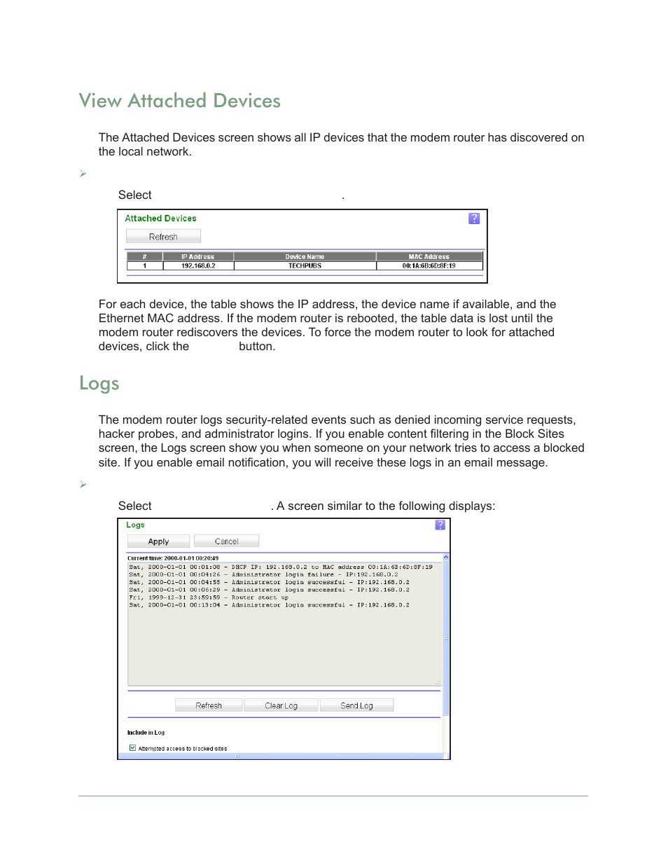 View attached devices, Logs, View attached devices logs | On Networks N300RM User Manual User Manual | Page 67 / 109