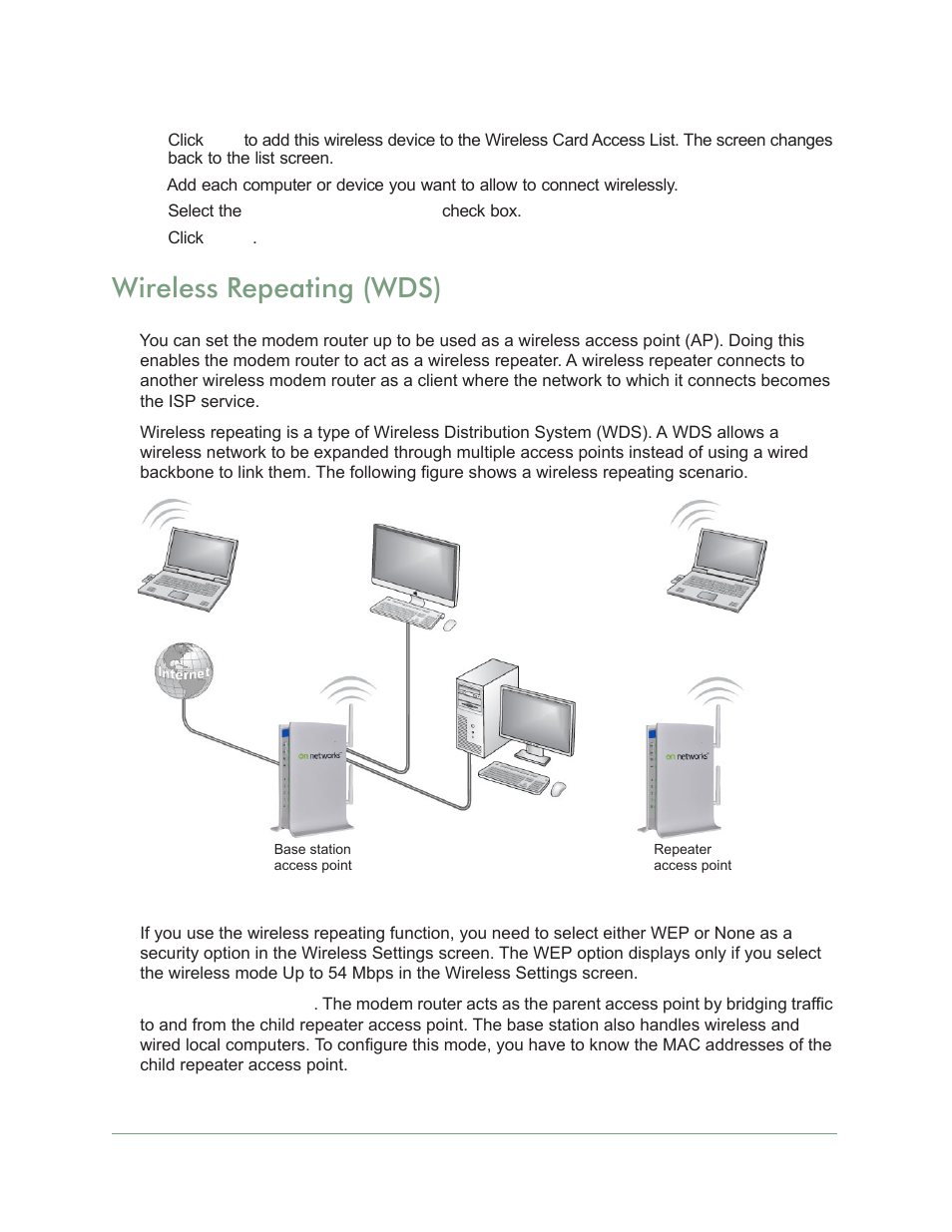 Wireless repeating (wds) | On Networks N300RM User Manual User Manual | Page 72 / 109