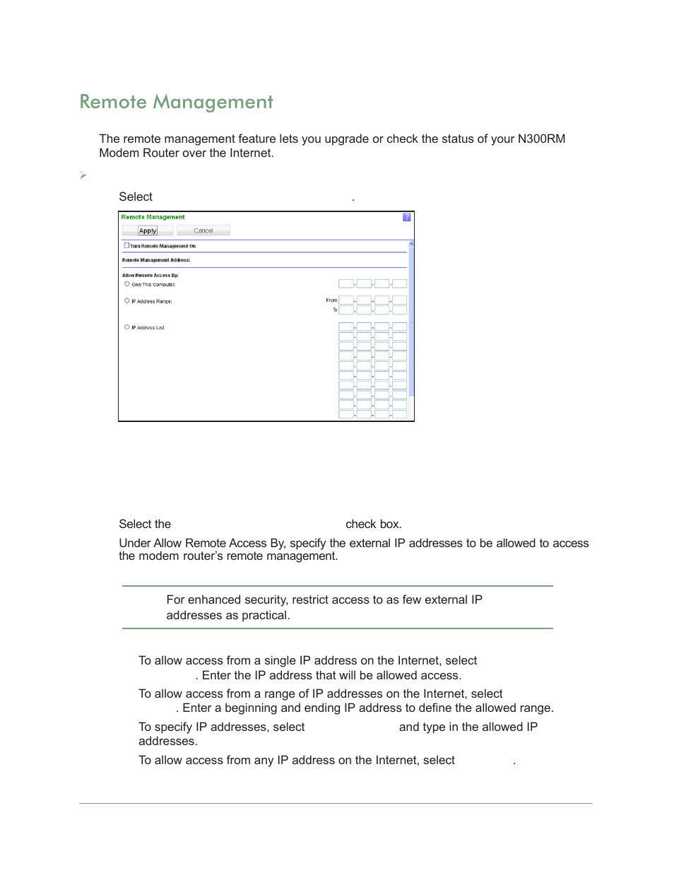 Remote management | On Networks N300RM User Manual User Manual | Page 78 / 109