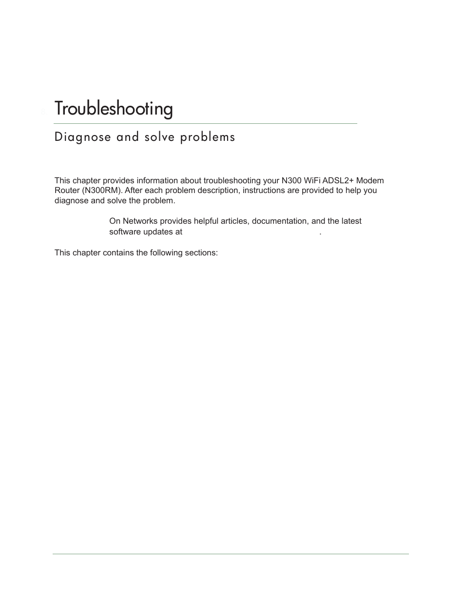 Troubleshooting, Chapter 8, Chapter 8, troubleshooting | On Networks N300RM User Manual User Manual | Page 94 / 109