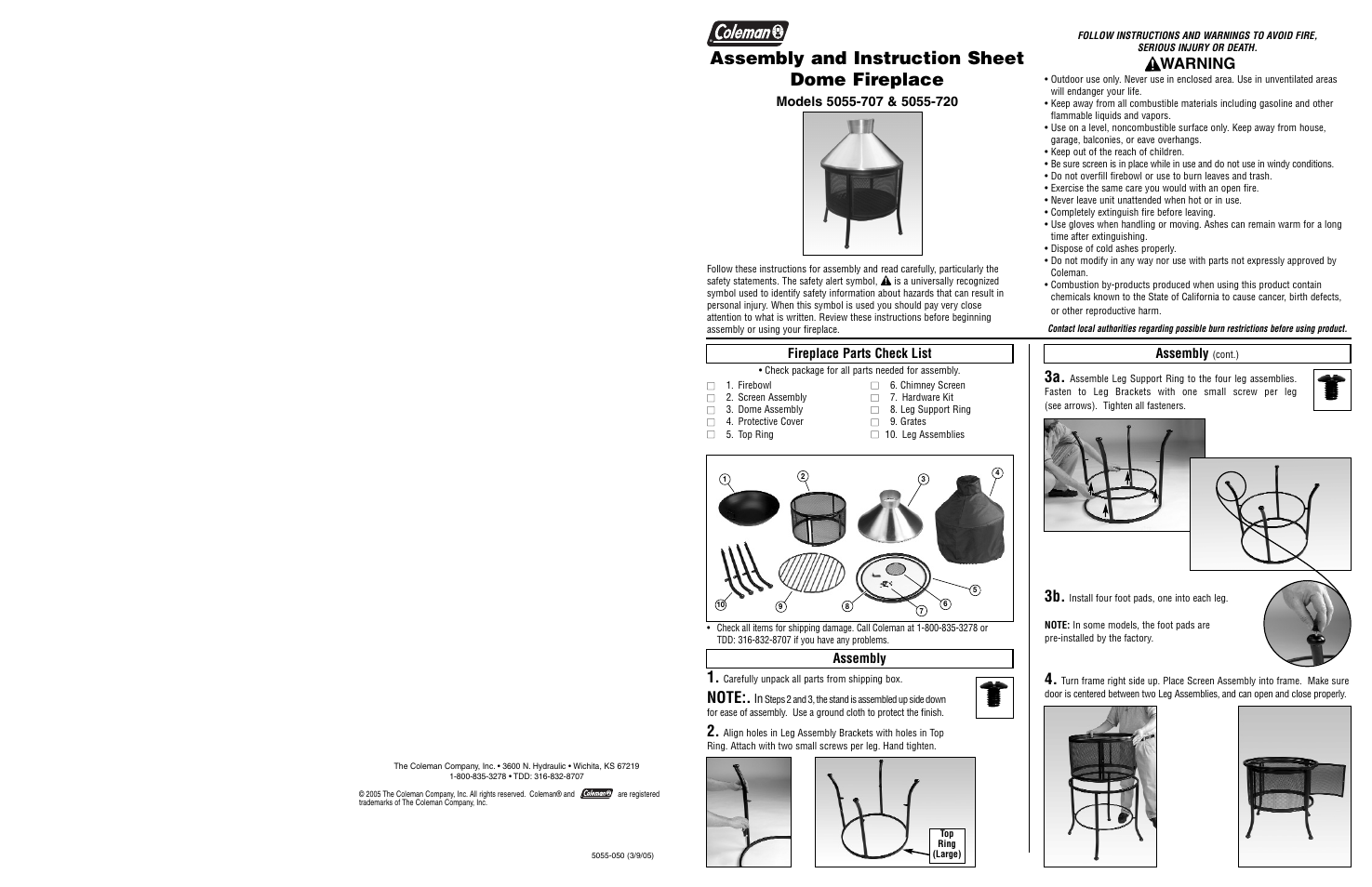 Coleman 5055-720 User Manual | 2 pages