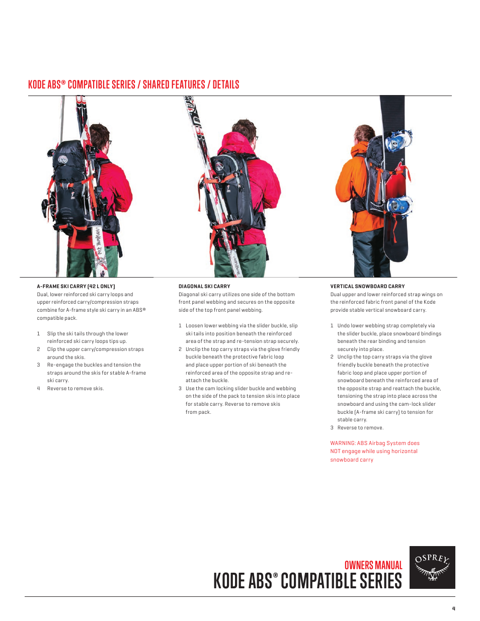Kode abs, Compatible series, Owners manual | Osprey KODE ABS COMPATIBLE 22+10 User Manual | Page 5 / 8