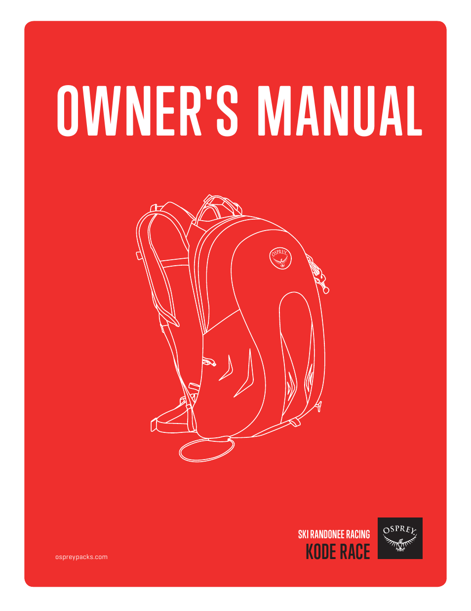 Osprey KODE RACE 18 User Manual | 4 pages