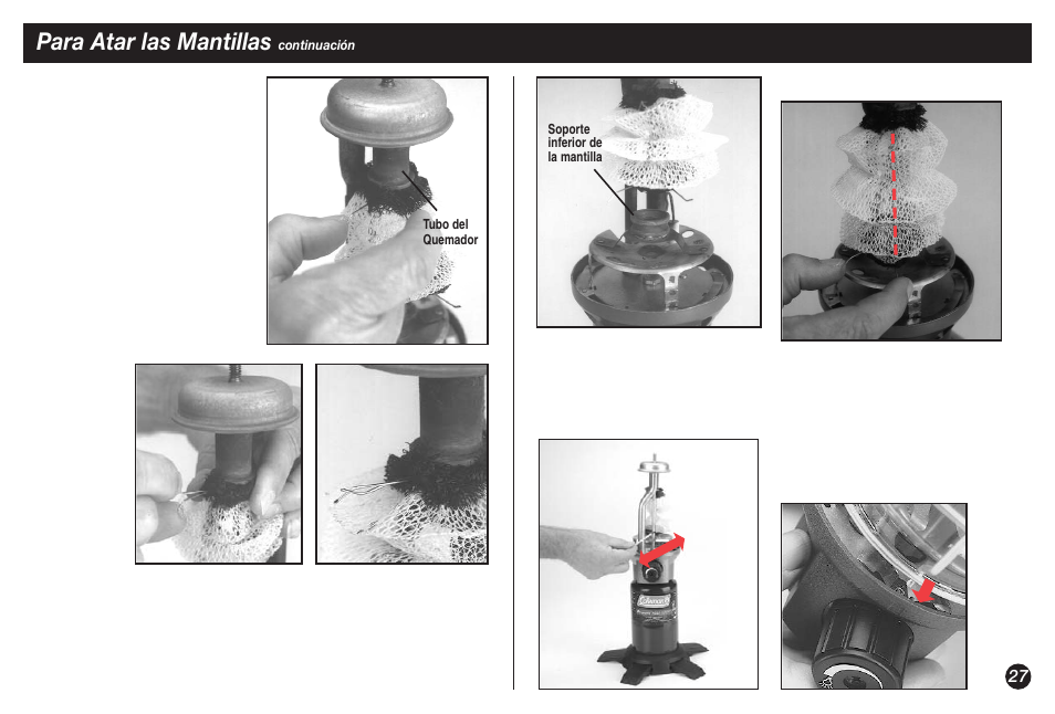 Para atar las mantillas | Coleman NorthStar 2500B User Manual | Page 27 / 32