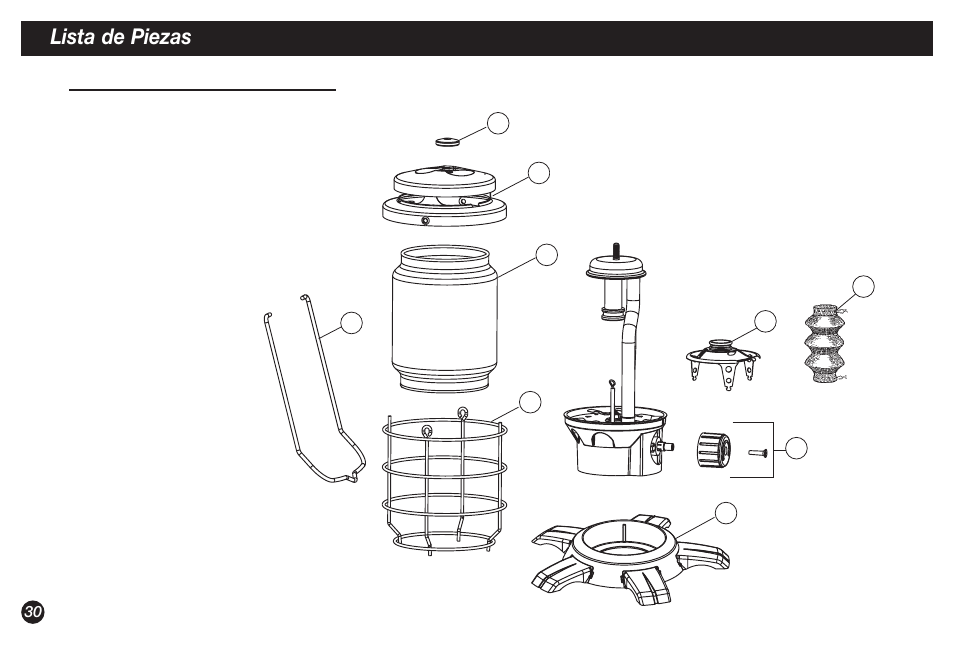 Lista de piezas | Coleman NorthStar 2500B User Manual | Page 30 / 32
