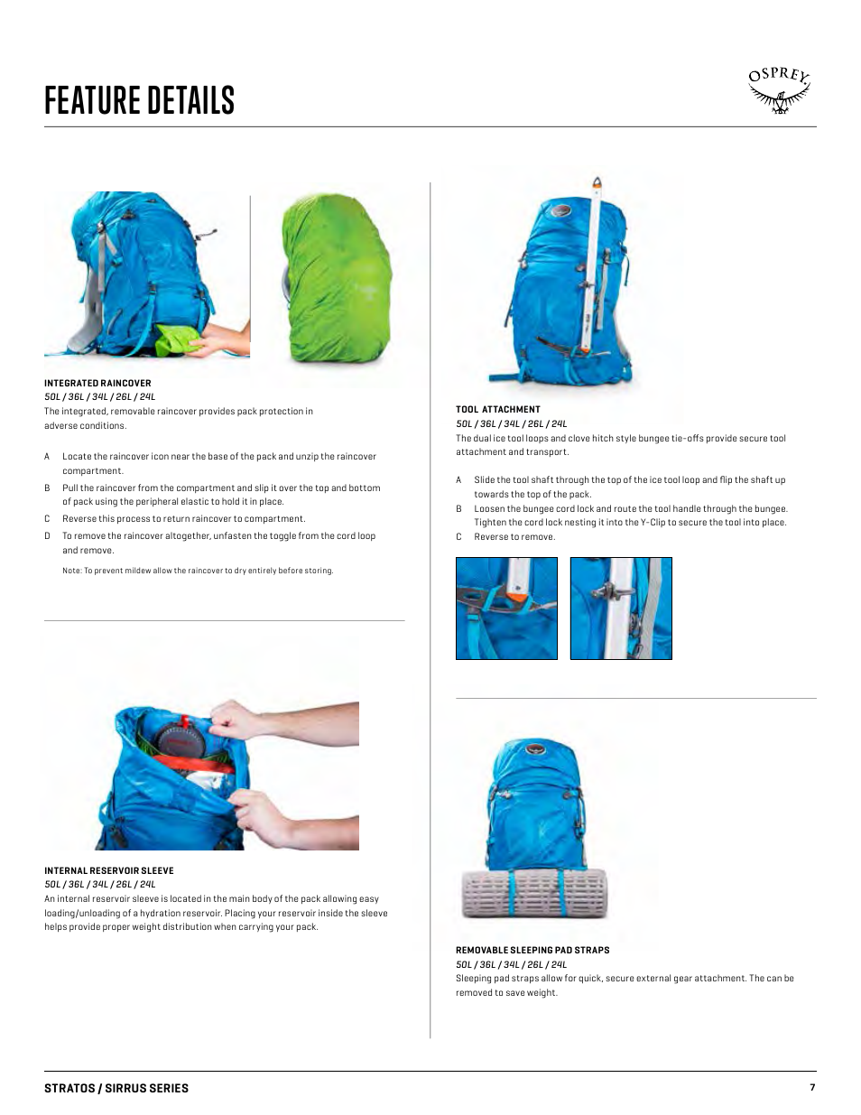 Feature details | Osprey SIRRUS 24 User Manual | Page 7 / 11