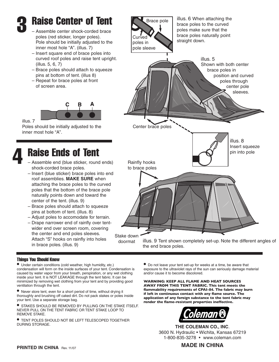 Raise center of tent, Raise ends of tent | Coleman SCREENED WEATHER MASTER User Manual | Page 2 / 2