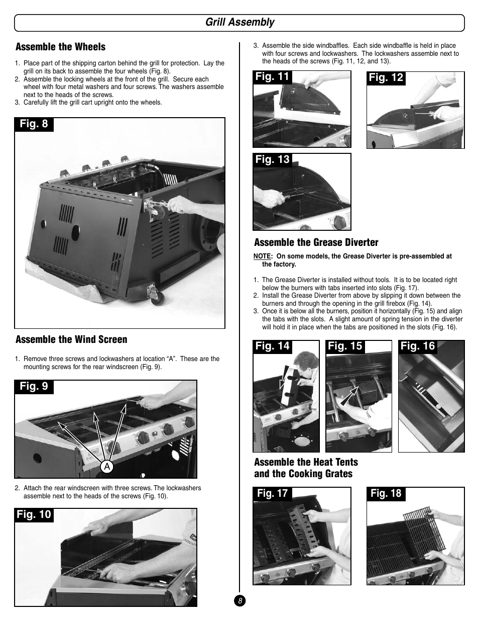 Grill assembly, Fig. 8 fig. 9, Fig. 10 | Coleman 9998 Series User Manual | Page 8 / 24