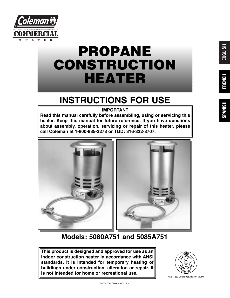 Coleman 5080A751 User Manual | 32 pages