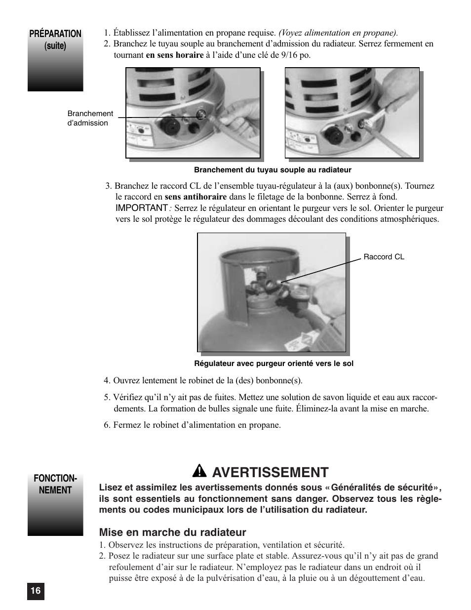 Avertissement | Coleman 5080A751 User Manual | Page 16 / 32