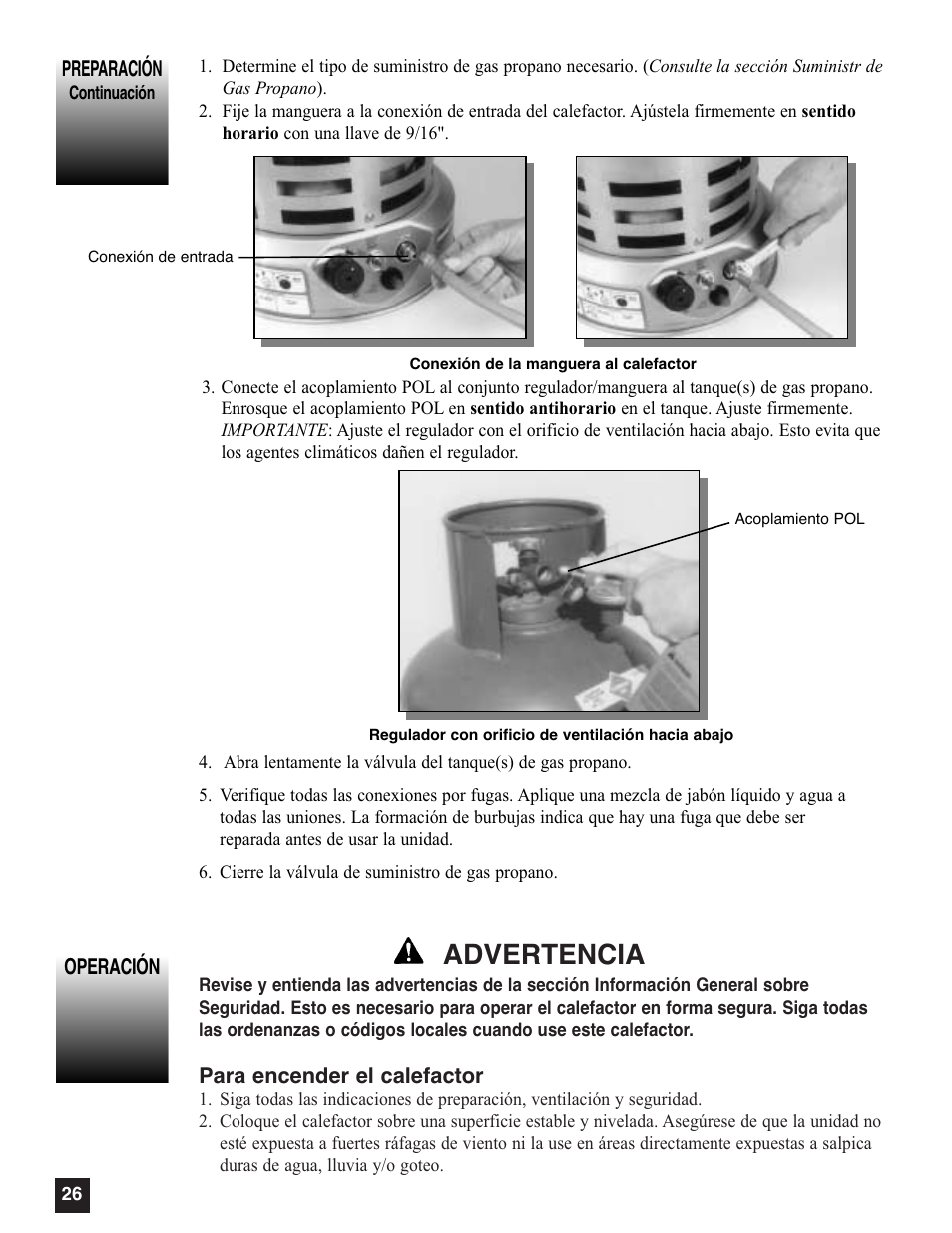 Advertencia | Coleman 5080A751 User Manual | Page 26 / 32