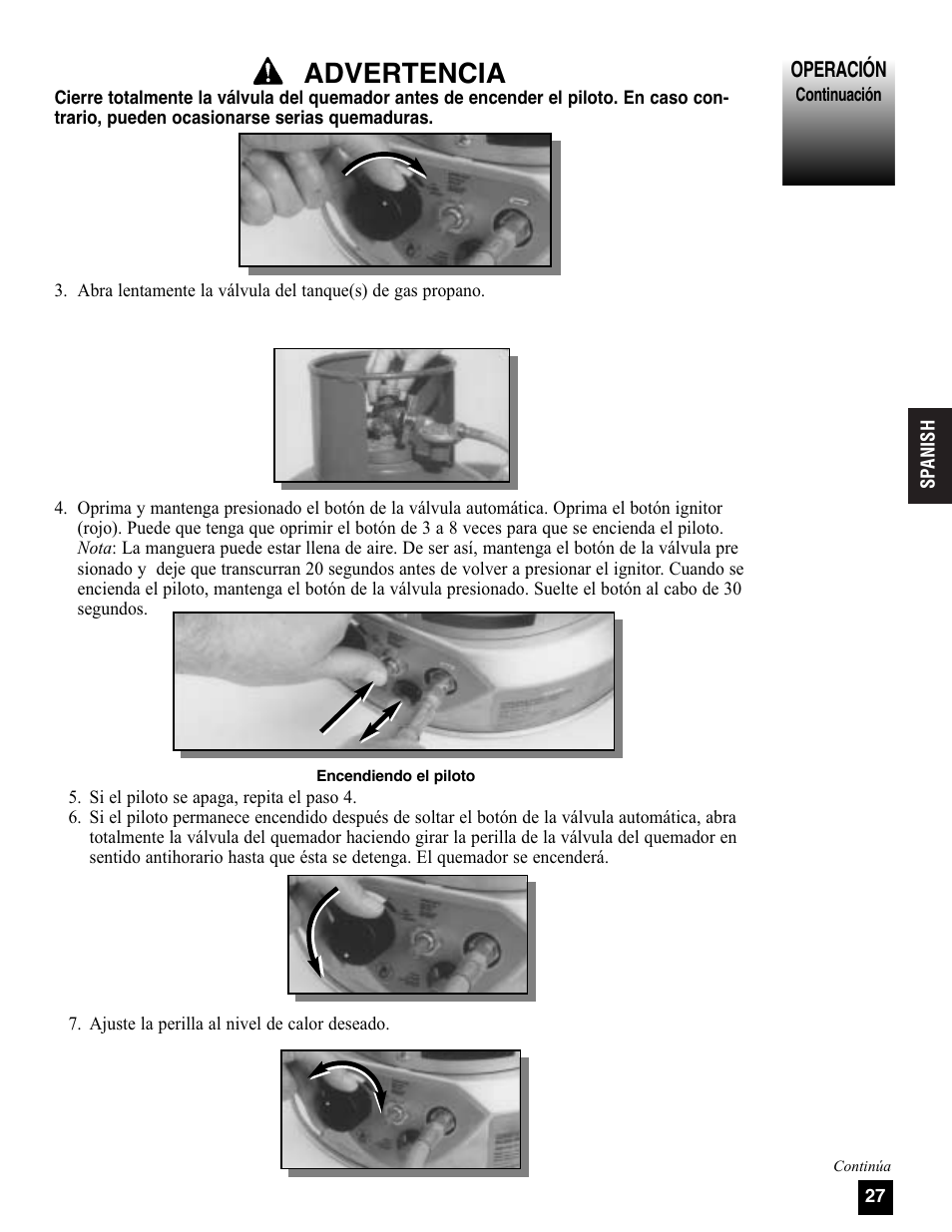 Advertencia | Coleman 5080A751 User Manual | Page 27 / 32