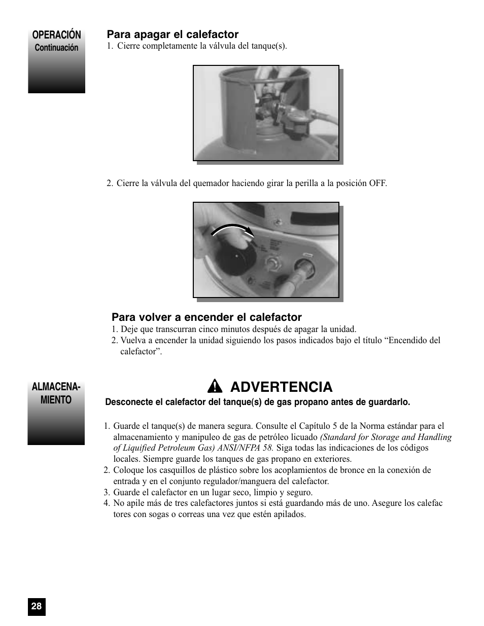 Advertencia | Coleman 5080A751 User Manual | Page 28 / 32