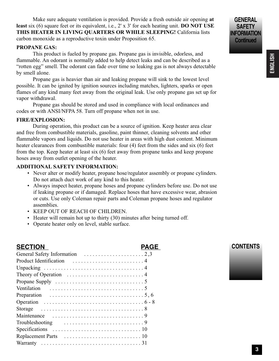 Coleman 5080A751 User Manual | Page 3 / 32