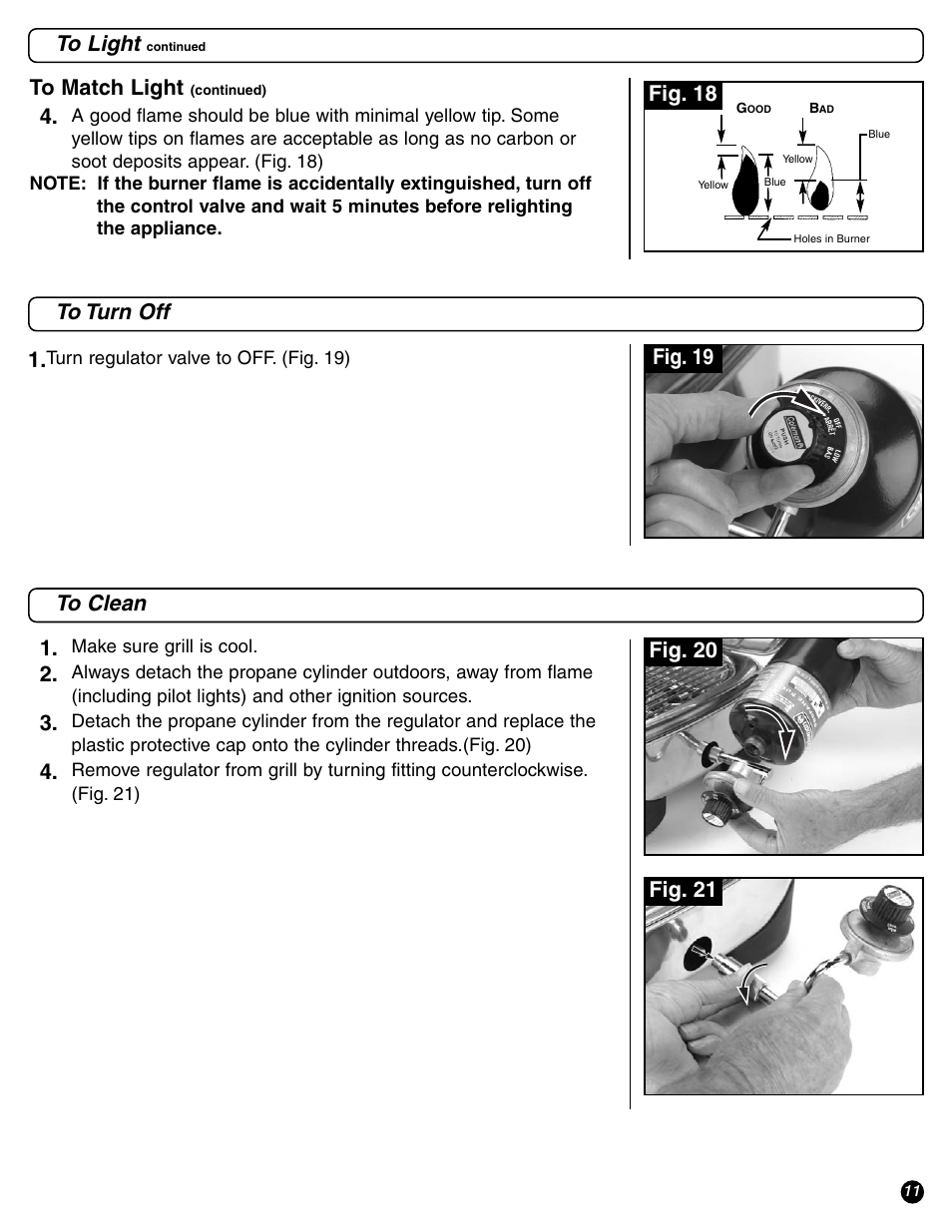 Fig. 18, Fig. 19, Fig. 20 fig. 21 | Coleman 9971-A50 User Manual | Page 11 / 16