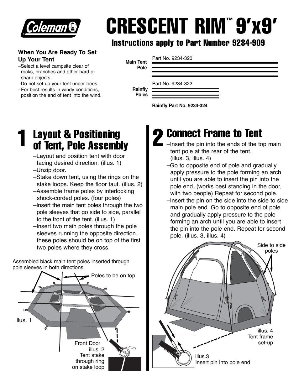 Coleman CRESCENT RIM 9'x9' User Manual | 2 pages