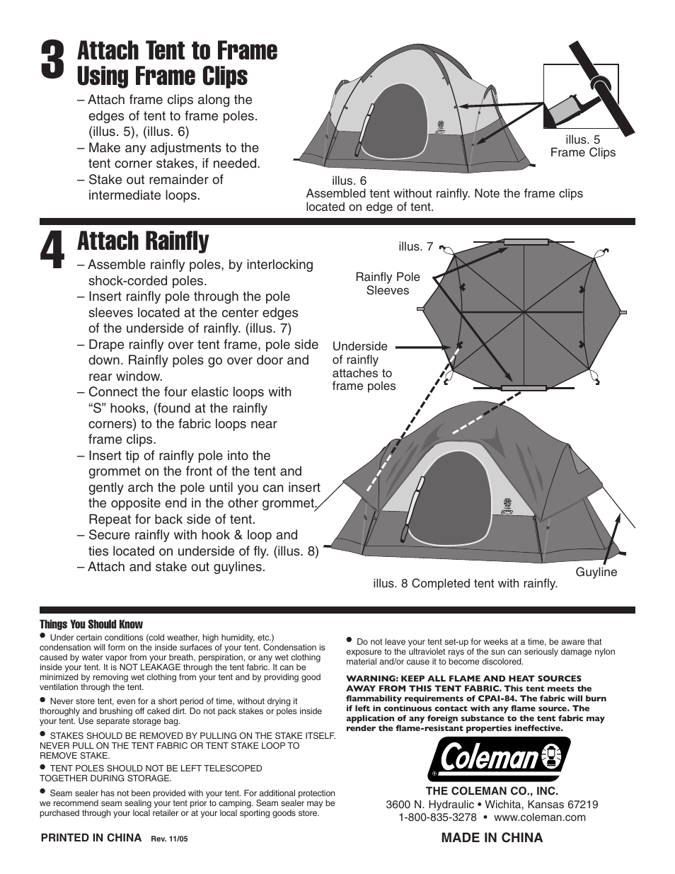Attach tent to frame using frame clips, Attach rainfly | Coleman Eagle Rock User Manual | Page 2 / 2