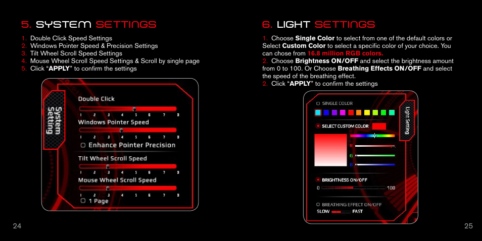 System settings 6. light settings | Ozone Gaming Argon User Manual | Page 14 / 16