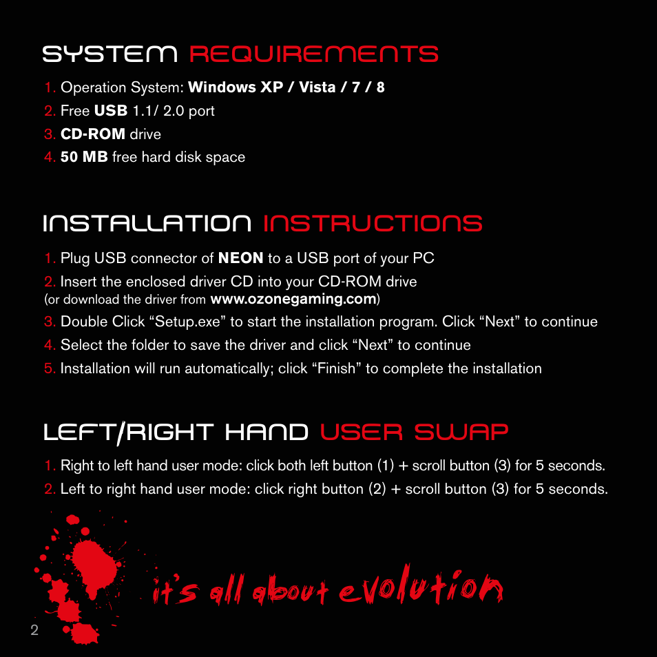 Evolution, It’s all about | Ozone Gaming Neon User Manual | Page 2 / 24