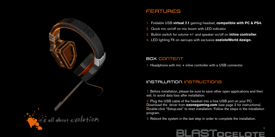 Evolution, It’s all about | Ozone Gaming Blast Ocelote User Manual | Page 2 / 9