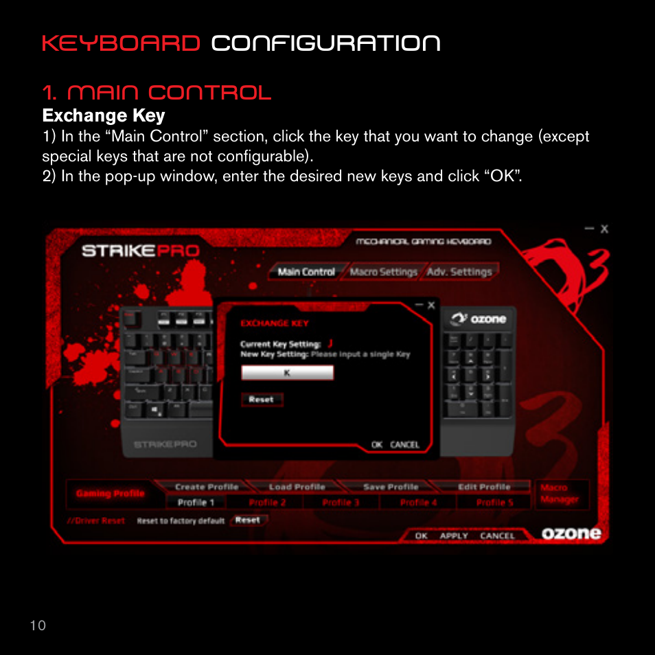 Keyboard configuration | Ozone Gaming Strike PRO User Manual | Page 10 / 24