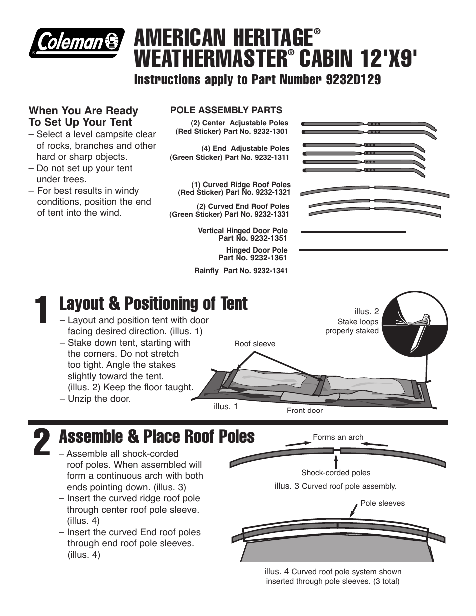 Coleman AMERICAN HERITAGE ® WEATHERMASTER CABIN User Manual | 2 pages