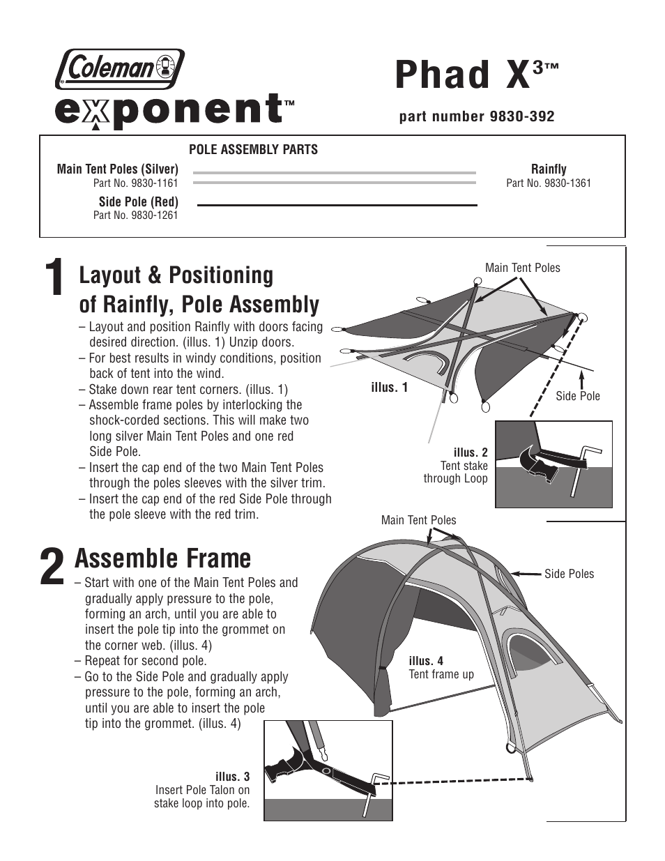 Coleman Phad X3TM User Manual | 2 pages