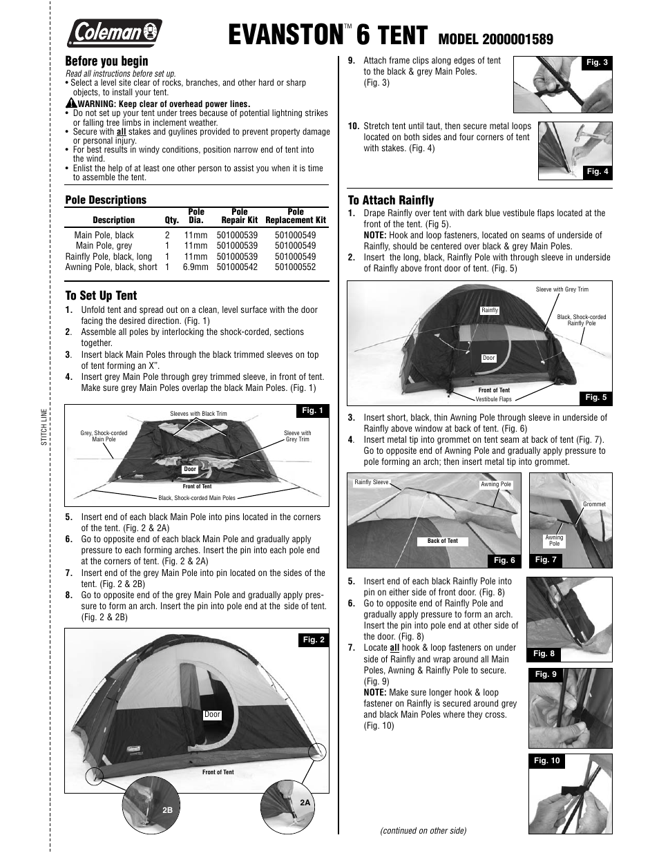 Coleman 2000001589 User Manual | 2 pages