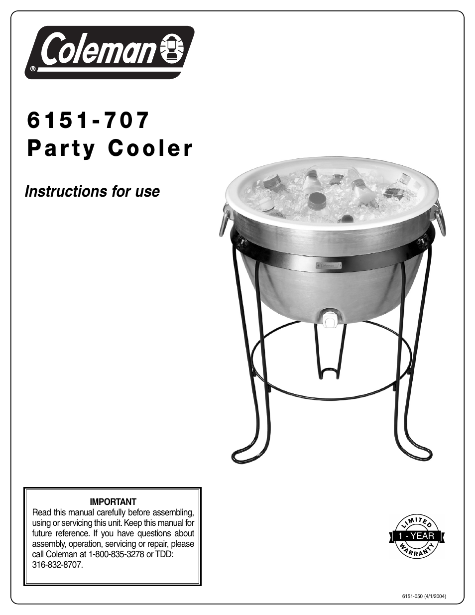 Coleman 6151-707 User Manual | 2 pages